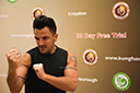 Peter Andre practicing his wing chun punches at Kung Fu Schools croydon during the national franchise launch.